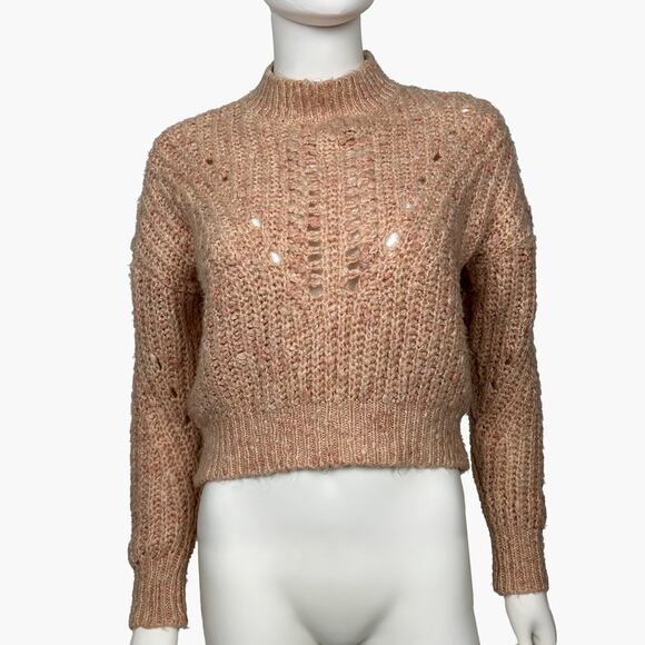 Topshop Sweaters - TOPSHOP Women's Textured Chunky Pointelle Pullover Sweater (Pink | Size XS)